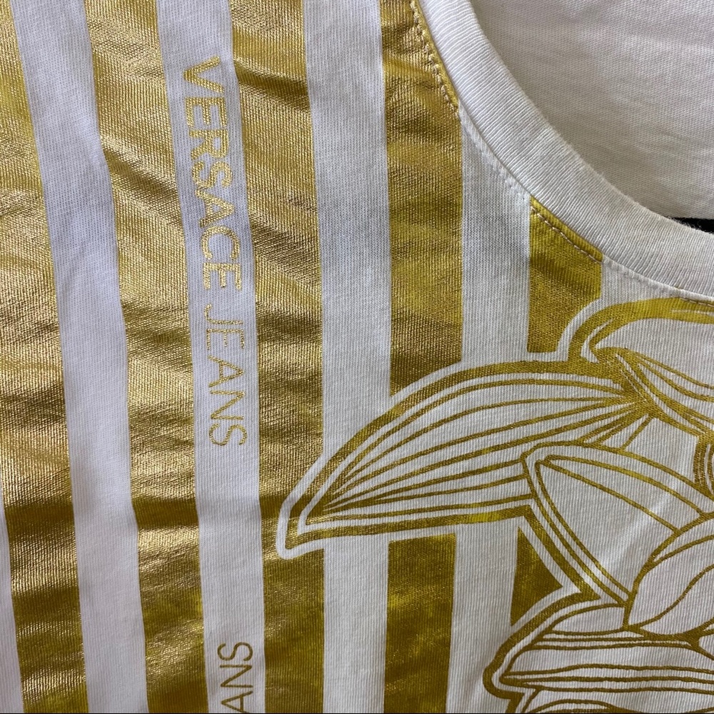 Versace Jeans Floral Striped T-Shirt Sz L - Picture 4 of 9
